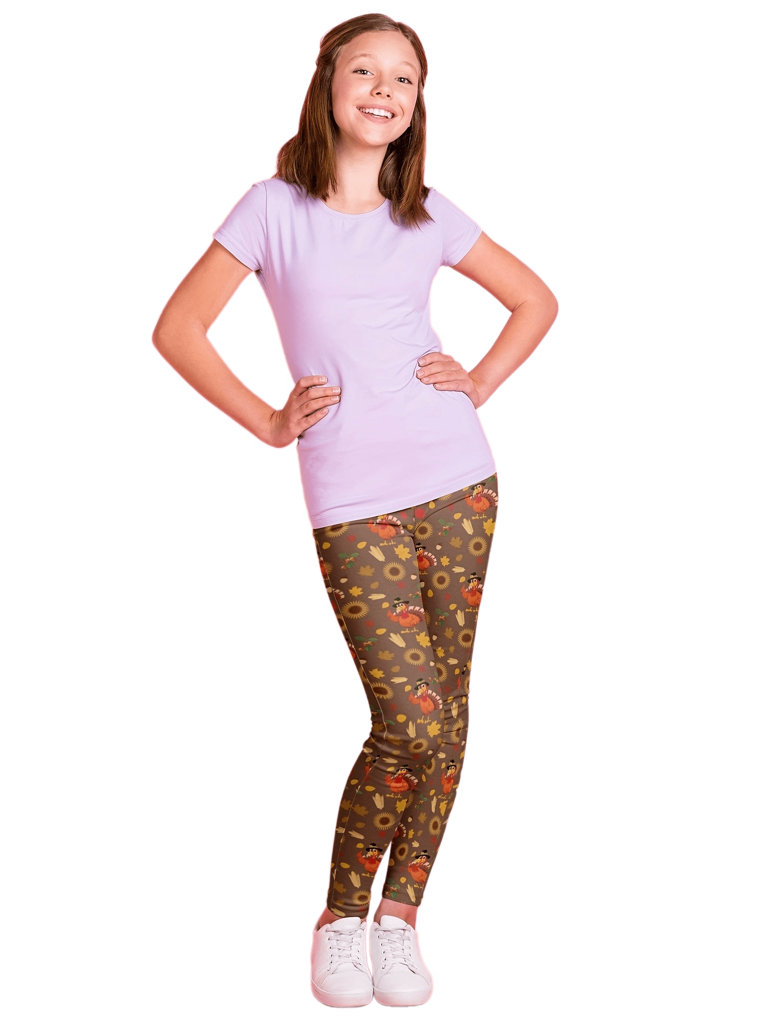 Girls Thanksgiving Turkey Print Leggings Stretch Tight Pants