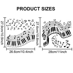 2pcs PET Hollow Out Drawing Stencils with Musical Note Brush
