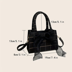 Plaid Crossbody Bag Canvas Top Handle Bag Purse Classic Shoulder Bag