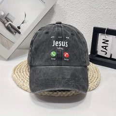 JESUS CALL Washed Denim Baseball Cap For Men And Women