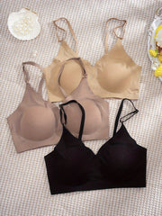 3pcs Seamless Wireless Bras Comfy & Breathable Women's Intimates