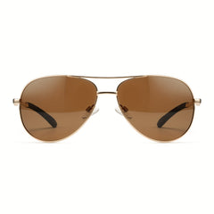 OUWEN Polarized Aviator Sunglasses Men Flexible Metal Sun Glasses VF2202