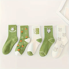 Men's Cartoon Rabbit Crew Socks Breathable Casual Unisex Outdoor All Seasons