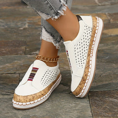Women's Hollow Out Flat Loafers Soft Slip On Walking Shoes