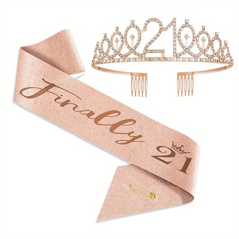 AB Rhinestone Happy Birthday Queen Tiara for Women