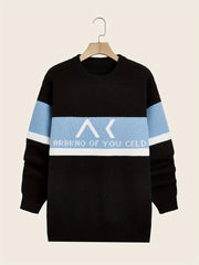 Men's Knitted Block Sweater Warm Winter Pullover