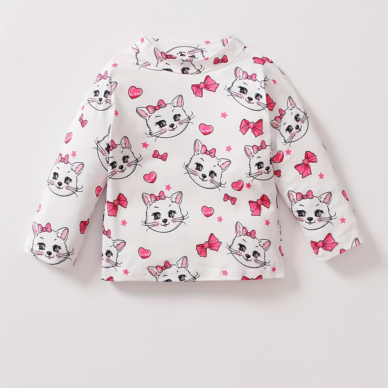 Girls Cat Bow Heart Graphic Sweatshirt Kids Long Sleeve T shirt