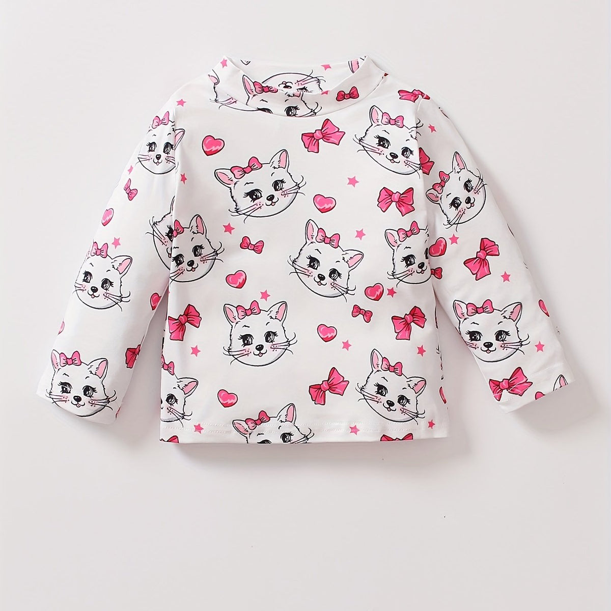 Girls Cat Bow Heart Graphic Sweatshirt Kids Long Sleeve T shirt