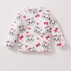 Girls Cat Bow Heart Graphic Sweatshirt Kids Long Sleeve T shirt
