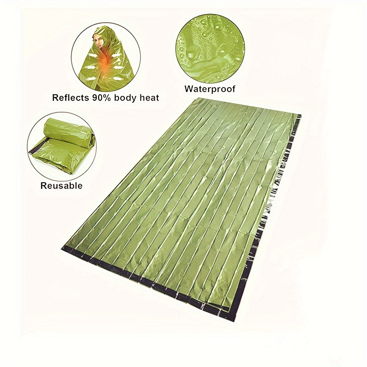 2pcs Emergency Sleeping Bag Windproof Waterproof Blanket