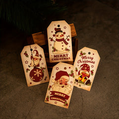 50pcs Vintage Christmas Holiday Blessing Card Santa Snowman Print Gift Tag