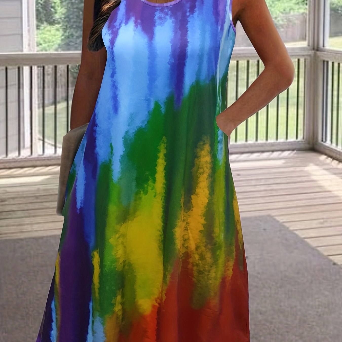 Tie Dye Tank Dress with Pockets - Plus Size