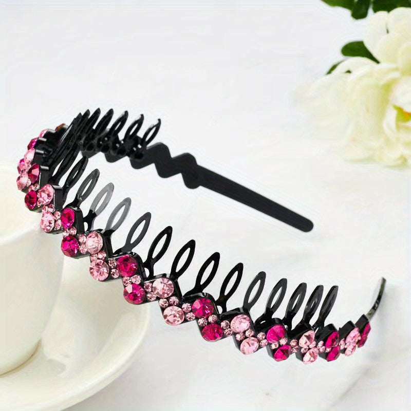 Rhinestone Bling Headband Hair Tie for Ladies Makeup Hair Band Wrap