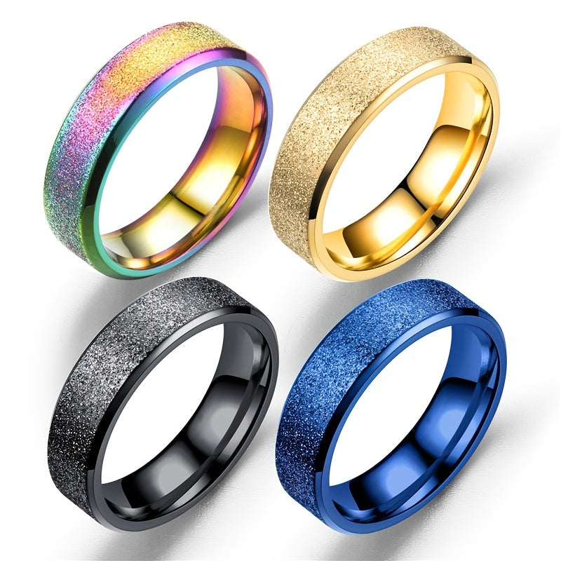Men's Titanium Steel Frosted Funky Ring