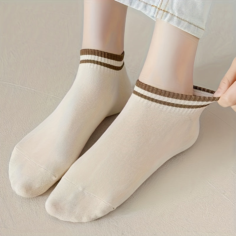 10 Pairs Striped Short Socks Comfy Sports Stockings