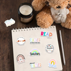 50pcs Cartoon Teacher's Gift Cards Vinyl Stickers for Water Bottles Laptops