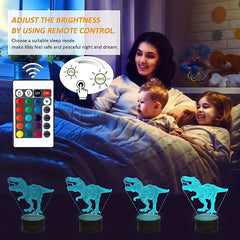 Dinosaur 3D Night Light Lamp LED Baby Nursery Kids Room Home Decor Xmas Birthday