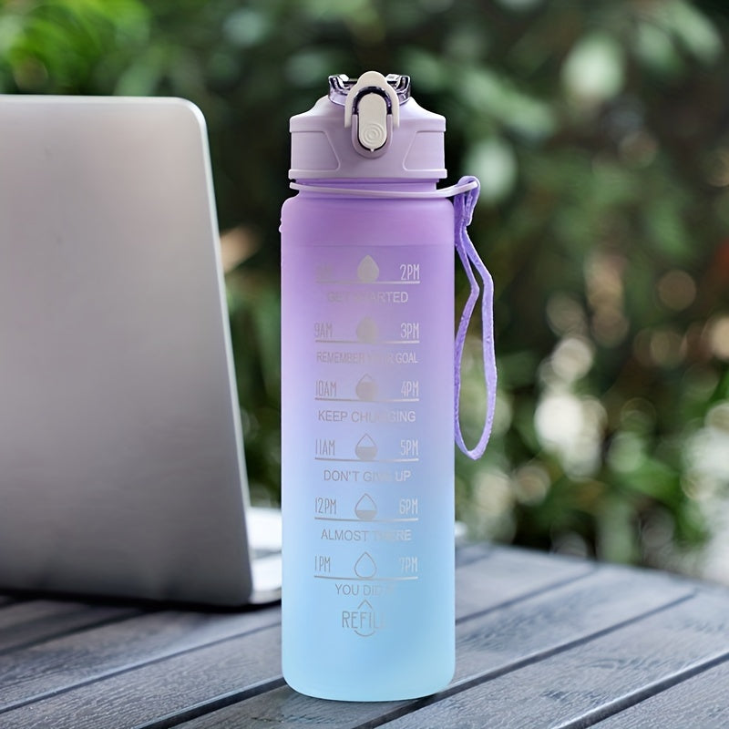 300ml 750ml Motivational Water Bottle With Straw & Time Marker