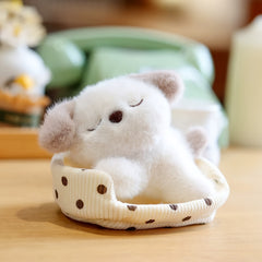 Plush Doll Sleeping Animal Stuffed Soft Fluffy Fur Pastel Colors Bedside Decor