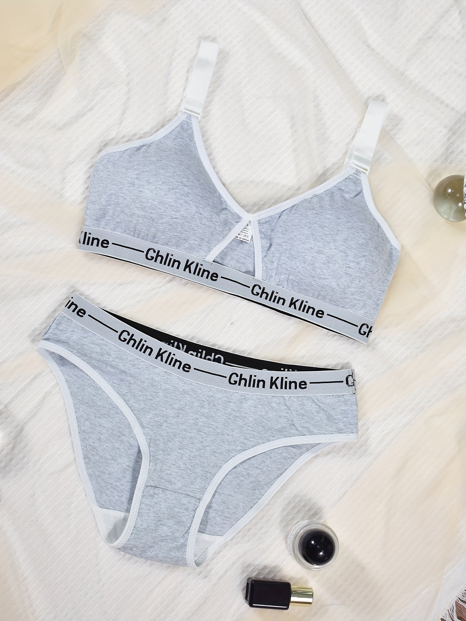 Letter Print Bra & Panties Set