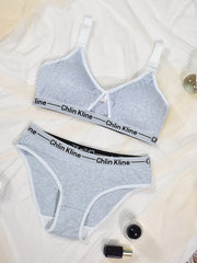 Letter Print Bra & Panties Set