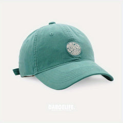 Embroidered Round Label Couple Daily Duck Tongue Cap Sunshade Baseball Soft Top