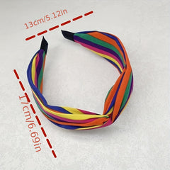 Boho Striped Rainbow Headband Knotted Hair Band Hippie Style Hair Accessories