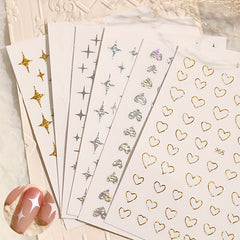 3D Nail Art Stickers Heart Star Pattern Sparkling Nail Decals