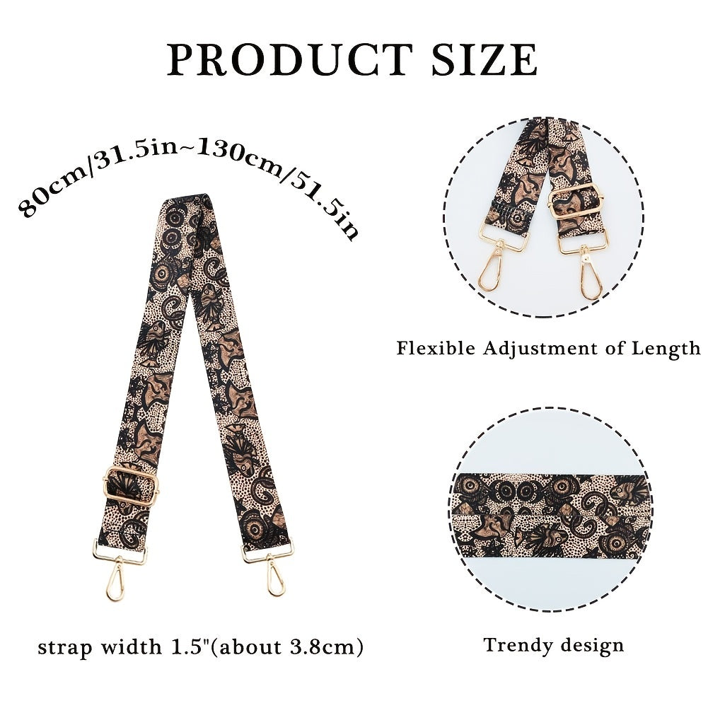 Vintage Print Bag Strap Wide Shoulder & Crossbody Bag Strap