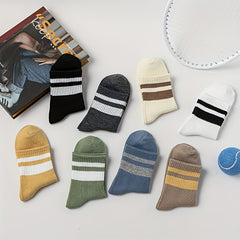 Striped Crew Socks Comfortable & Breathable Women's Stockings