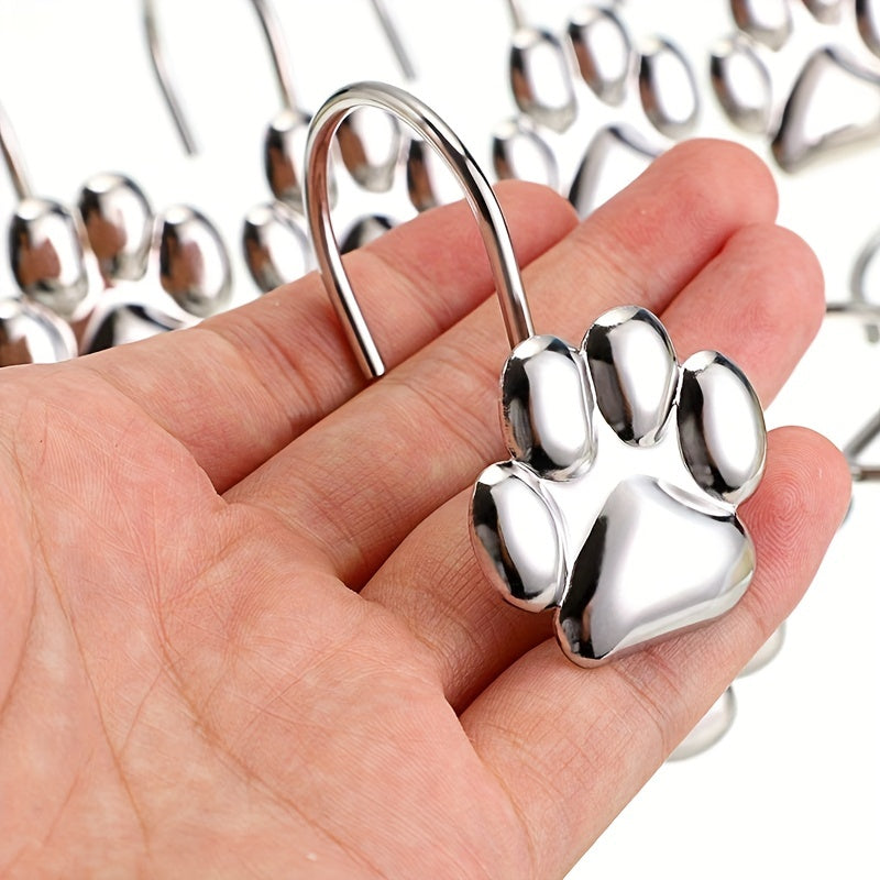 12pcs Paw Print Shower Curtain Hooks - Rust Proof and Fashionable