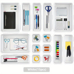 Interlocking Desk Drawer Organizer Set, Various Size Storage Bins