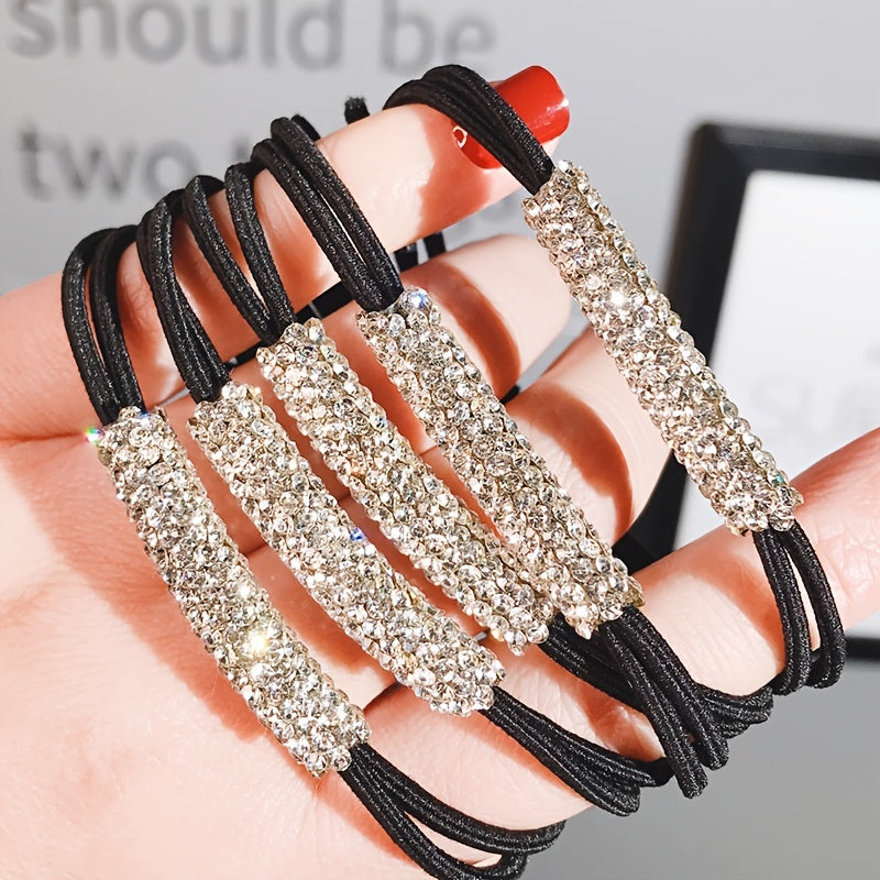 4pcs Rhinestone Hair Tie Ponytail Holder Hair Band Headwear
