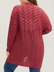 Casual Cardigan Women's Plus Hollow Knitted Long Sleeve Open Front Swe