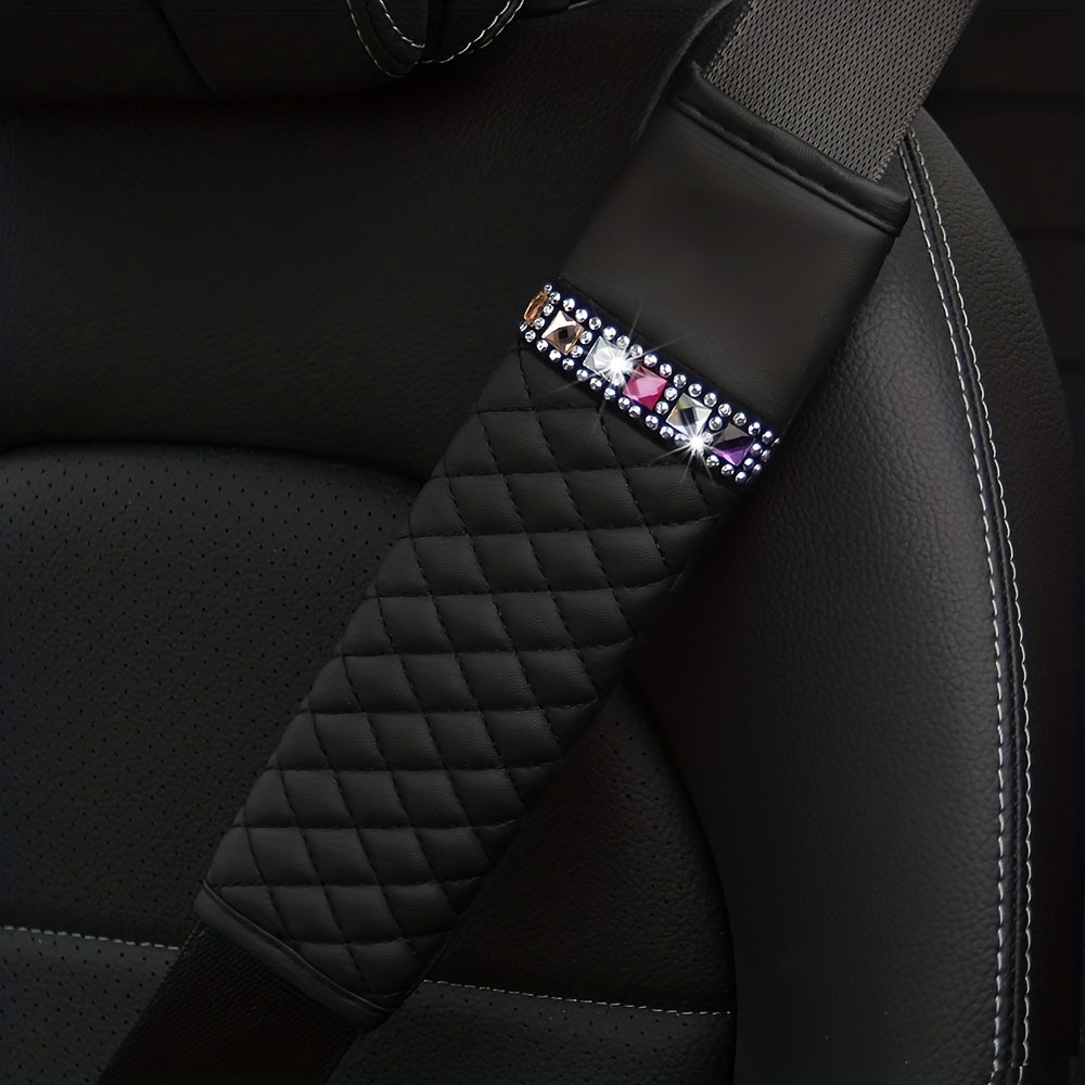 3D Embroidery Diamond Car Seat Belt Cover - Breathable & Comfortable