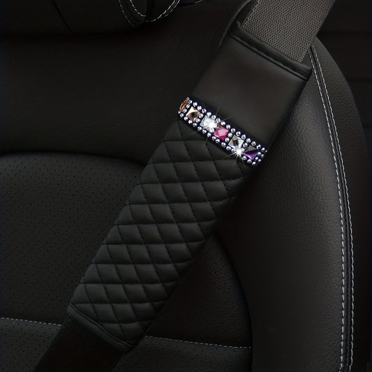 3D Embroidery Diamond Car Seat Belt Cover - Breathable & Comfortable