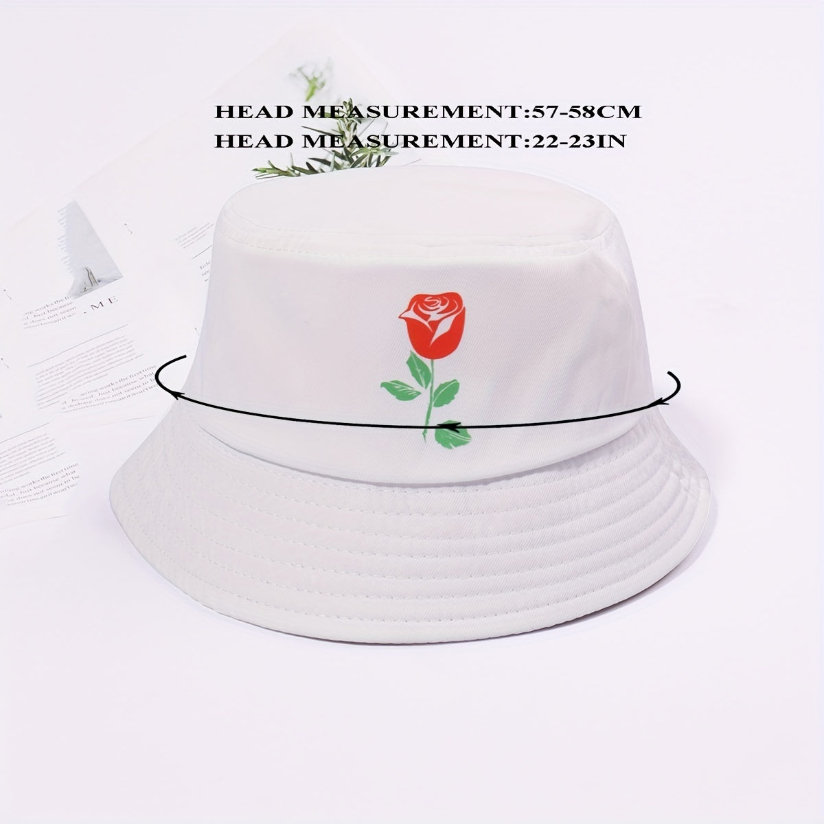 Rose Printed Bucket Hat Lightweight Basin Hat Casual Sunscreen Fisherman Cap
