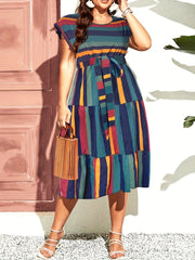  Bat Sleeve Smock Dress with Belt