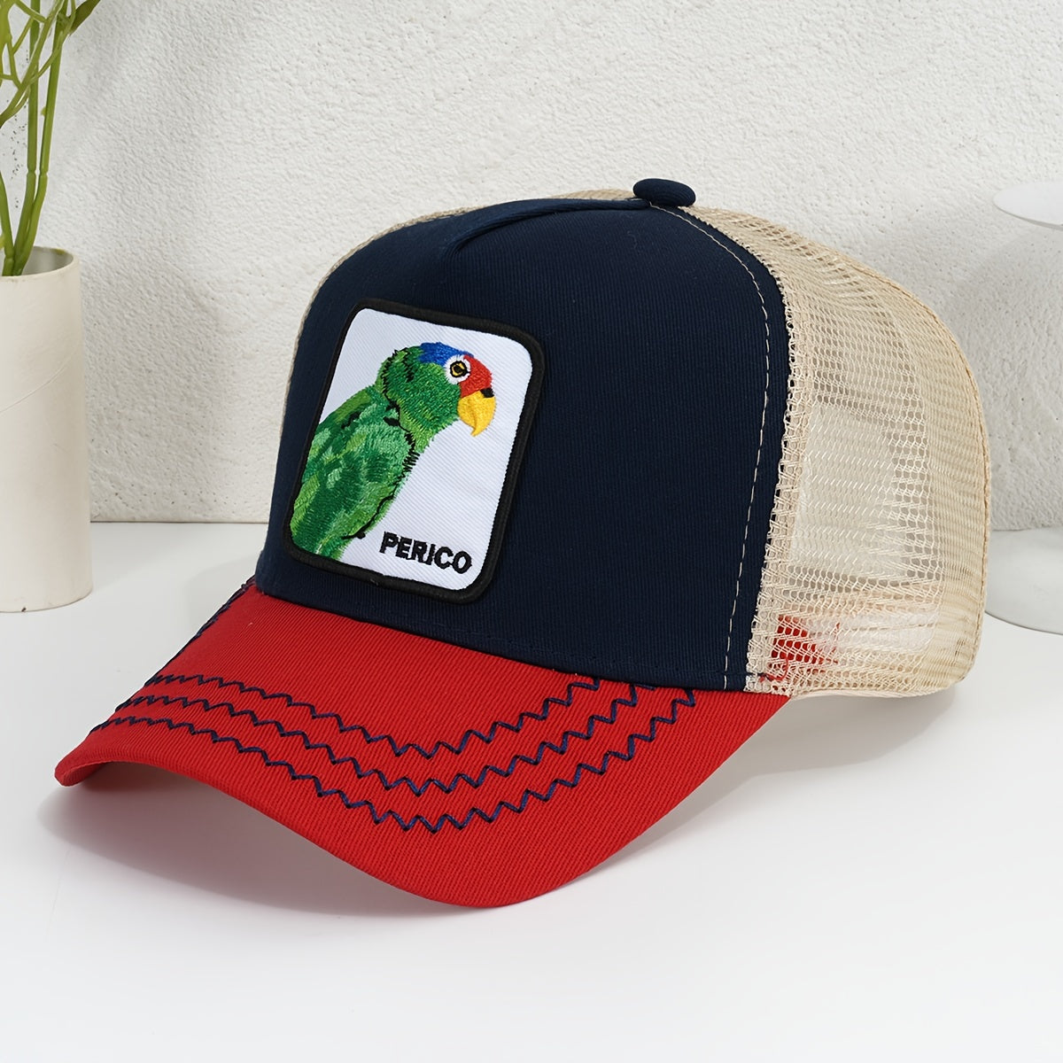 Parrot Patch Baseball Cap Mesh Trucker Hat Adjustable Sunshade Dad Hat