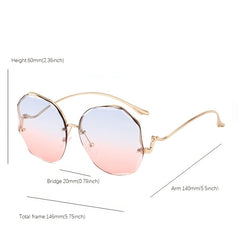 Rimless Round Sunglasses Gradient Lens UV400
