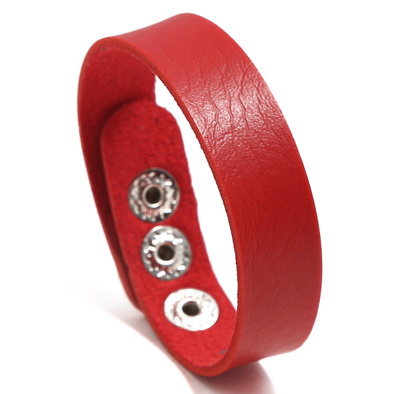 Adjustable Leather Bracelet Cuff Wristband