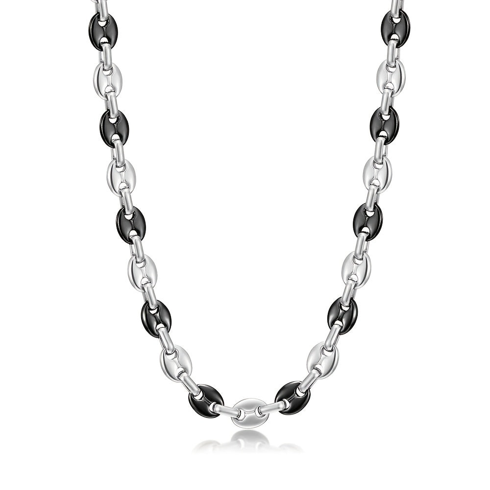 Men Stainless Steel Coffee Bean Necklace 22in Long Golden Steel