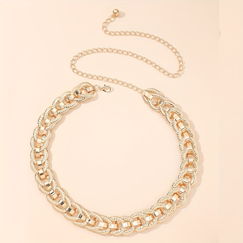 Threaded Ring Waist Chain Single Layer Golden Metal Chain Belt