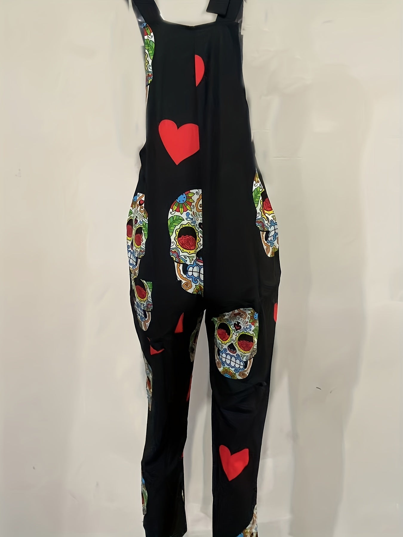 Gothic Skulls Print Rompers Casual Jumpsuit Women's Clothing