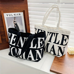 Letter Pattern Tote Bag Large Capacity Shoulder Bag