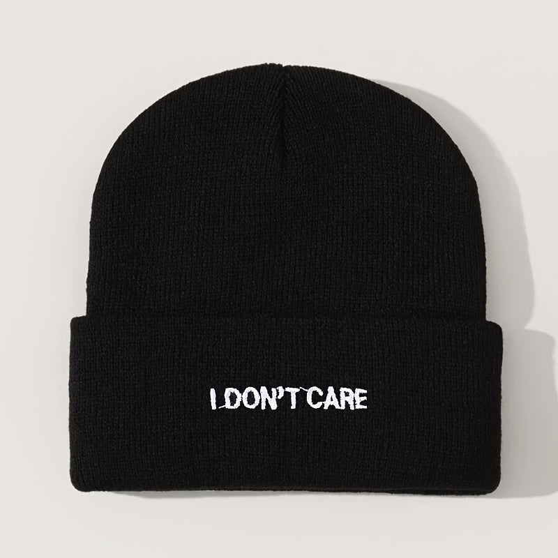 Embroidery I DON'T CARE Knit Hat Beanie Hat Cap