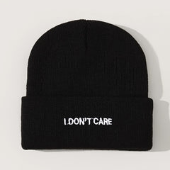 Embroidery I DON'T CARE Knit Hat Beanie Hat Cap