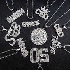 Punk Hip Hop Silver Rhinestone Letter Necklace