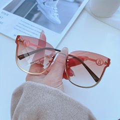 Semi Rimless Sunglasses Gradient Metal Glasses UV400