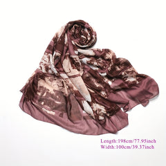 Geometric Tie Dye Print Scarf Vintage Brown Shawl